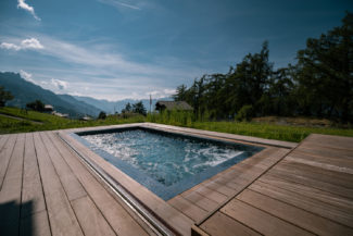 Inspirations terrasse coulissante piscine Nicollier